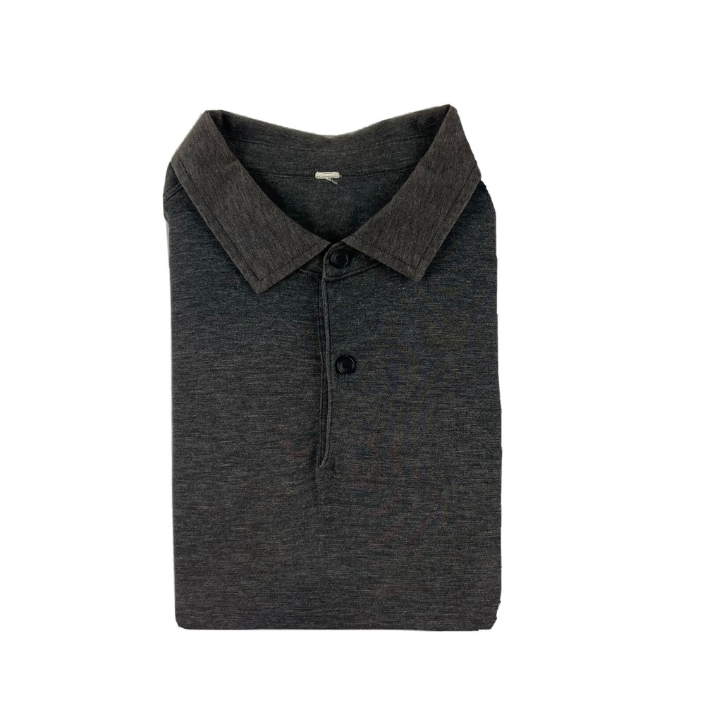 Lululemon Mens Gray Performance Polo Shirt Heathered Charcoal Size M